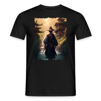 Cascade du temple japonais des samouraïs - T-shirt homme - noir - Devant - AI Model Male 178 light (178cm)
