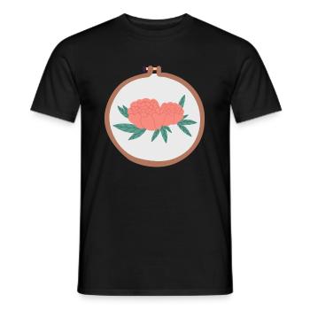 Sticken Stickrahmen Blumen Flowers Stickerin Motiv - Männer T-Shirt - Schwarz - Vorne - AI Model Male 178 light (178cm)