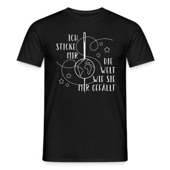 Lustiges Sticke Welt Wie Gefällt Sticken Stickerin - Männer T-Shirt - Schwarz - Vorne - AI Model Male 178 light (178cm)