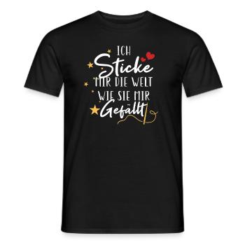 Lustiges Sticke Welt Wie Gefällt Sticken Stickerin - Männer T-Shirt - Schwarz - Vorne - AI Model Male 178 light (178cm)