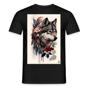 Wolf Design by ART8NS Art on Streetwear S 03of25 - Männer T-Shirt - Schwarz - Vorne - AI Model Male 178 light (178cm)