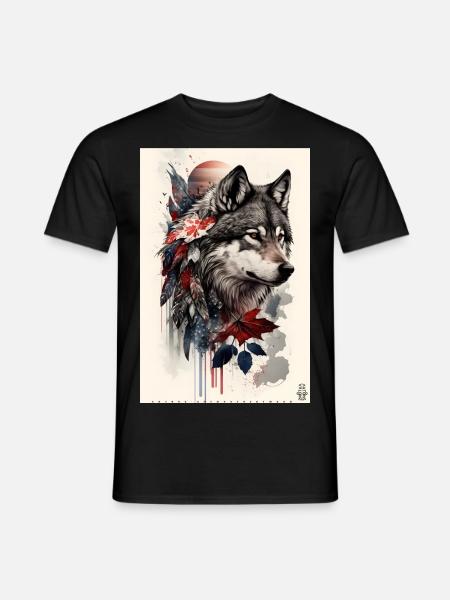 Wolf Design by ART8NS Art on Streetwear S 03of25 - Männer T-Shirt - Schwarz