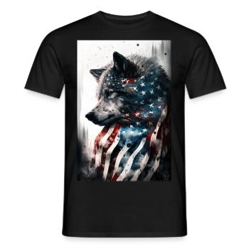 Wolf Design by ART8NS Art on Streetwear S 02of25 - Männer T-Shirt - Schwarz - Vorne - AI Model Male 178 light (178cm)