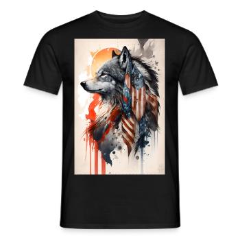 Wolf Design by ART8NS Art on Streetwear S 00of25 - Men's T-Shirt - black - Front - AI Model Male 178 light (178cm)