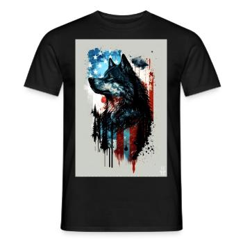 Wolf Design by ART8NS Art on Streetwear S 14of25 - Männer T-Shirt - Schwarz - Vorne - AI Model Male 178 light (178cm)