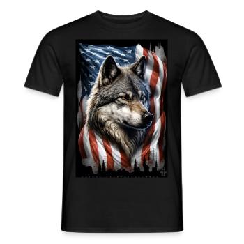Wolf Design par ART8NS Art on Streetwear S 06of25 - T-shirt homme - noir - Devant - AI Model Male 178 light (178cm)