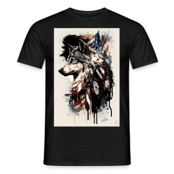 Wolf Design par ART8NS Art on Streetwear S 07of25 - T-shirt homme - noir - Devant - AI Model Male 178 light (178cm)