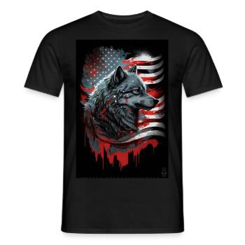 Wolf Design by ART8NS Art on Streetwear S 17of25 - Männer T-Shirt - Schwarz - Vorne - AI Model Male 178 light (178cm)