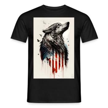 Wolf Design by ART8NS Art on Streetwear S 13of25 - Men's T-Shirt - black - Front - AI Model Male 178 light (178cm)