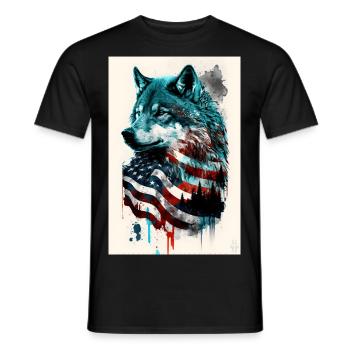 Wolf Design by ART8NS Art on Streetwear S 15of25 - Männer T-Shirt - Schwarz - Vorne - AI Model Male 178 light (178cm)