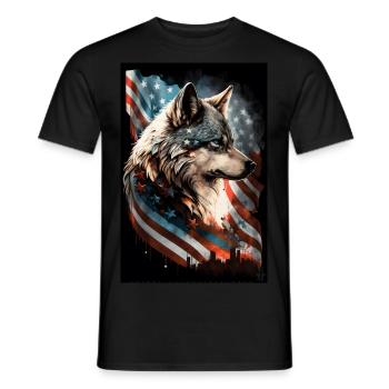 Wolf Design by ART8NS Art on Streetwear S 19of25 - Männer T-Shirt - Schwarz - Vorne - AI Model Male 178 light (178cm)