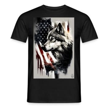 Wolf Design par ART8NS Art sur Streetwear S 20of25 - T-shirt homme - noir - Devant - AI Model Male 178 light (178cm)