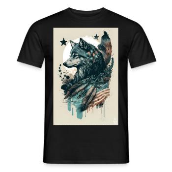 Wolf Design by ART8NS Art on Streetwear S 21of25 - Men's T-Shirt - black - Front - AI Model Male 178 light (178cm)