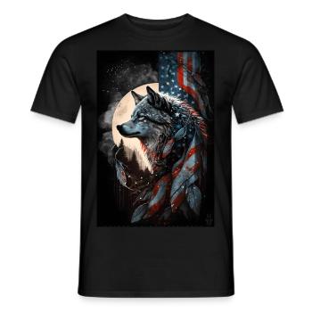 Wolf Design by ART8NS Art on Streetwear S 25of25 - Männer T-Shirt - Schwarz - Vorne - AI Model Male 178 light (178cm)