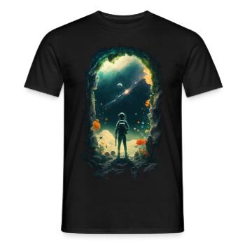 Astronaute regardant des étoiles, Science-fiction surréaliste, Espace - T-shirt homme - noir - Devant - AI Model Male 178 light (178cm)