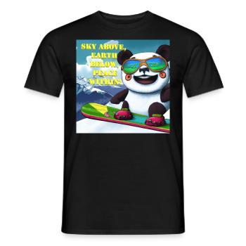 Panda auf Snowboard Variante 1 Text - Männer T-Shirt - Schwarz - Vorne - AI Model Male 178 light (178cm)