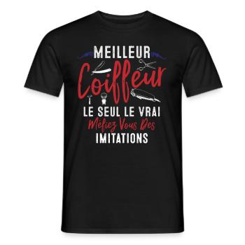 Coiffeur cadeau Coiffeur le vrai Coiffeur - T-shirt homme - noir - Devant - AI Model Male 178 light (178cm)