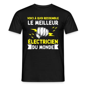 Voici à quoi ressemble le meilleur Électricien - T-shirt homme - noir - Devant - AI Model Male 178 light (178cm)
