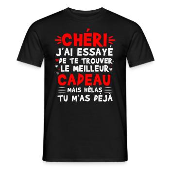 CHÉRI J'ai Essayé De Te Trouver Le Meilleur Cadeau - T-shirt homme - noir - Devant - AI Model Male 178 light (178cm)