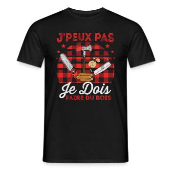 J'peux pas je dois Faire Du Bois,papa forestier - T-shirt homme - noir - Devant - AI Model Male 178 light (178cm)