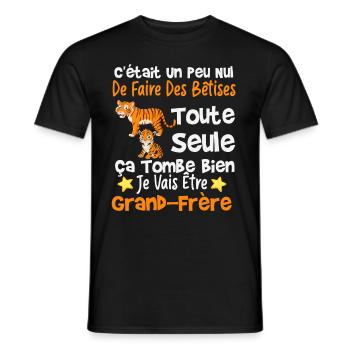 Future grand frère Drôle Annonce Le Tigre Bêtises - T-shirt homme - noir - Devant - AI Model Male 178 light (178cm)