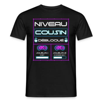 Futur Cousin Gamer Annonce Grossesse Geek - T-shirt homme - noir - Devant - AI Model Male 178 light (178cm)
