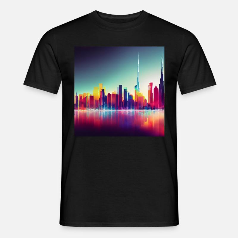 Dubai Silhouette Skyline abstrakte Kunst - Männer T-Shirt - Schwarz