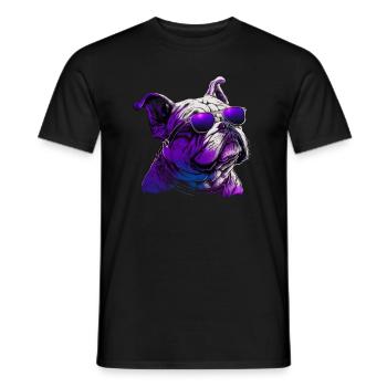 Bulldog with glasses gift - Men's T-Shirt - black - Front - AI Model Male 178 light (178cm)