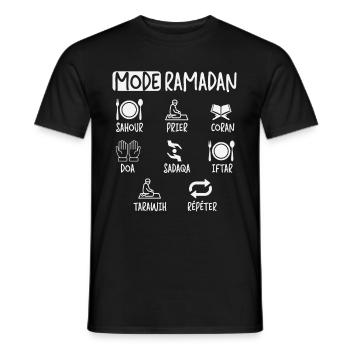 Mode ramadan fasting routine quotidienne - T-shirt homme - noir - Devant - AI Model Male 178 light (178cm)
