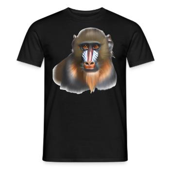 Singe Mandrill - T-shirt homme - noir - Devant - AI Model Male 178 light (178cm)