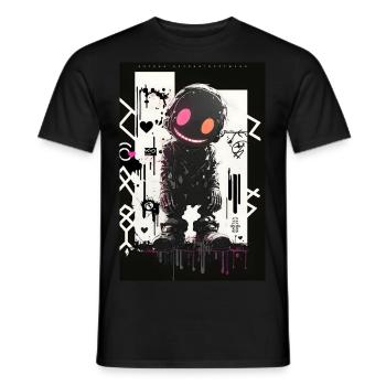 Robot Graffiti Design par ART8NS Art ON Streetwear - T-shirt homme - noir - Devant - AI Model Male 178 light (178cm)