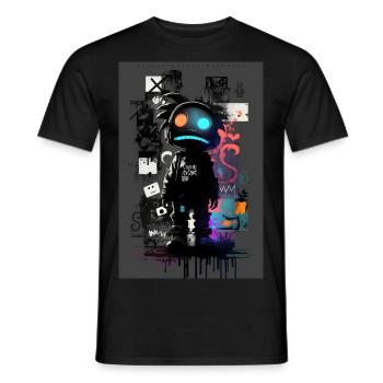 Robot Graffiti Design par ART8NS Art ON Streetwear - T-shirt homme - noir - Devant - AI Model Male 178 light (178cm)