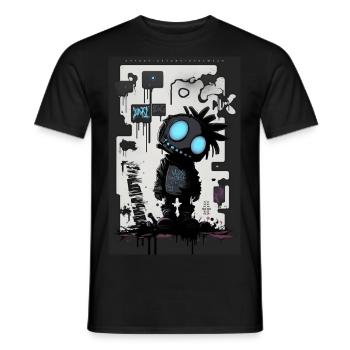 Robot Graffiti Design par ART8NS Art ON Streetwear - T-shirt homme - noir - Devant - AI Model Male 178 light (178cm)