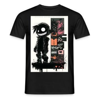 Robot Graffiti Design par ART8NS Art ON Streetwear - T-shirt homme - noir - Devant - AI Model Male 178 light (178cm)