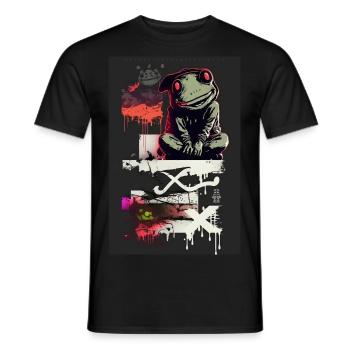 Frog Graffiti Design by ART8NS Art ON Streetwear - Men's T-Shirt - black - Front - AI Model Male 178 light (178cm)