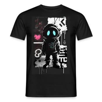 Robot Graffiti Design par ART8NS Art ON Streetwear - T-shirt homme - noir - Devant - AI Model Male 178 light (178cm)
