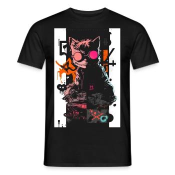Cat Graffiti Design par ART8NS Art ON Streetwear - T-shirt homme - noir - Devant - AI Model Male 178 light (178cm)