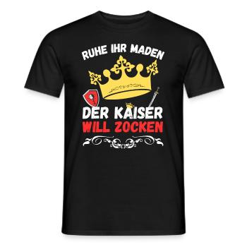 Ruhe ihr Maden der Kaiser will zocken - Design 2 - Männer T-Shirt - Schwarz - Vorne - AI Model Male 178 light (178cm)