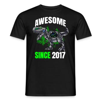 Génial depuis 2017 - 6ème anniversaire de dinosaure - T-shirt homme - noir - Devant - AI Model Male 178 light (178cm)