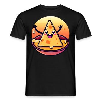 Nacho chip in creamy cheese bath - Men's T-Shirt - black - Front - AI Model Male 178 light (178cm)