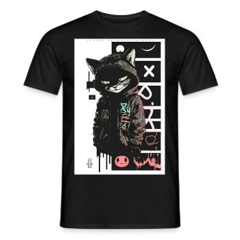 Cat Graffiti Design by ART8NS Art ON Streetwear - Männer T-Shirt - Schwarz - Vorne - AI Model Male 178 light (178cm)