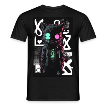 Crazy Graffiti Cat by ART8NS Art ON Streetwear - Männer T-Shirt - Schwarz - Vorne - AI Model Male 178 light (178cm)