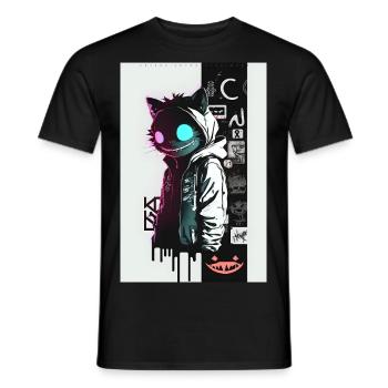 Crazy Graffiti Cat by ART8NS Art ON Streetwear - Männer T-Shirt - Schwarz - Vorne - AI Model Male 178 light (178cm)