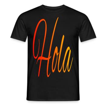 Hola, rouge - orange - jaune - T-shirt homme - noir - Devant - AI Model Male 178 light (178cm)