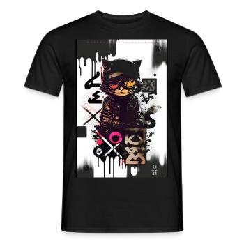 Cat by ART8NS - Art ON Streetwear - Männer T-Shirt - Schwarz - Vorne - AI Model Male 178 light (178cm)