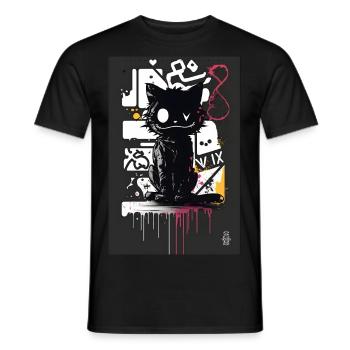 Cat by ART8NS - Art ON Streetwear - Männer T-Shirt - Schwarz - Vorne - AI Model Male 178 light (178cm)
