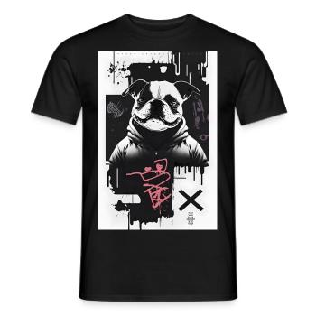 Bulldog par ART8NS - Art ON Streetwear - T-shirt homme - noir - Devant - AI Model Male 178 light (178cm)