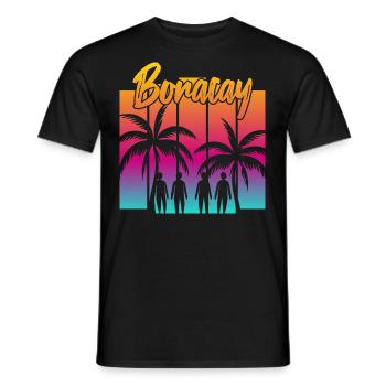 Familien Sonnenuntergang in Boracay - Männer T-Shirt - Schwarz - Vorne - AI Model Male 178 light (178cm)