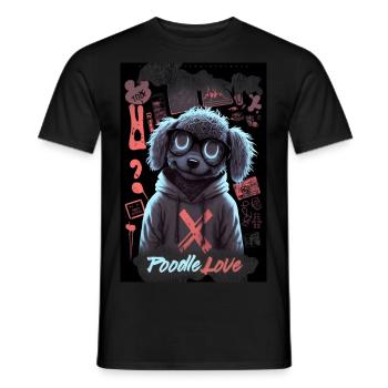Poodle Love par ART8NS - Art ON Streetwear - T-shirt homme - noir - Devant - AI Model Male 178 light (178cm)