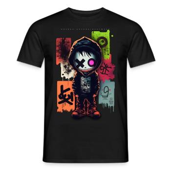 Poupée d’horreur par ART8NS - Art ON Streetwear - T-shirt homme - noir - Devant - AI Model Male 178 light (178cm)